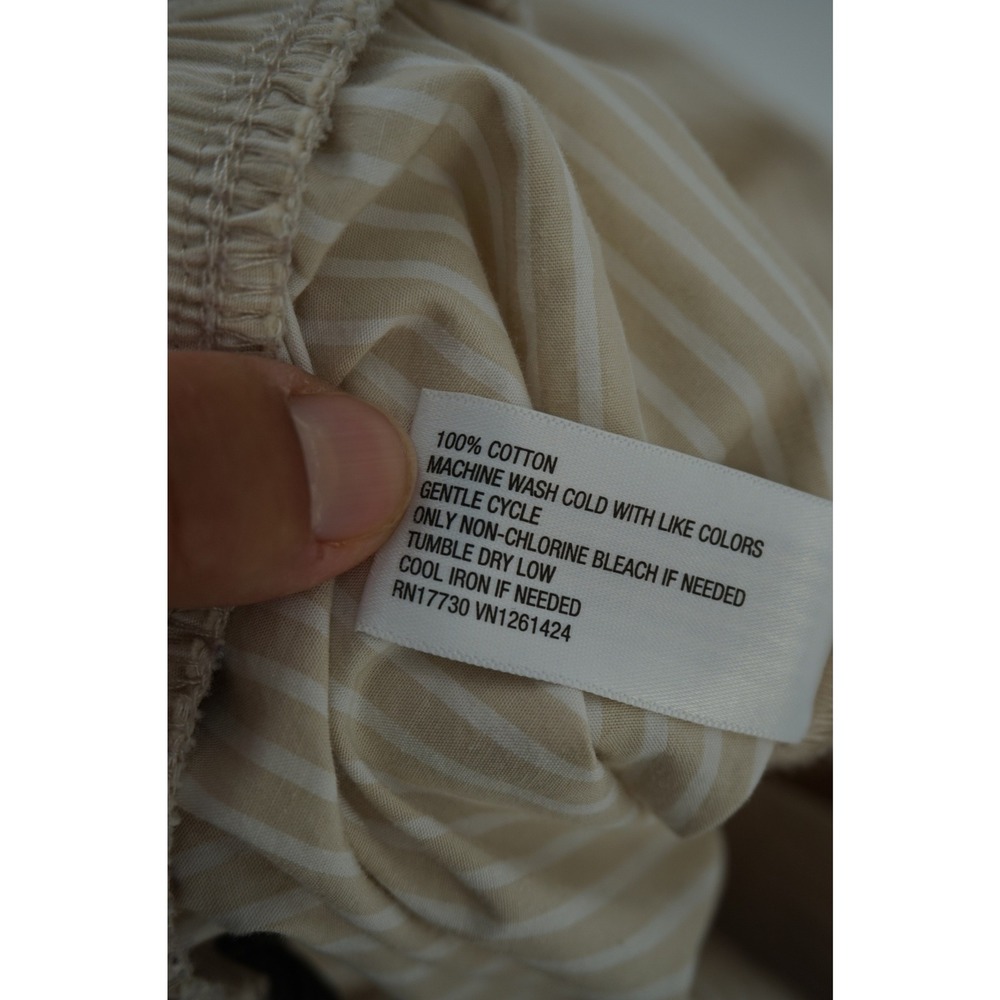 100% cotton Striped Lounge Pants Coastal Cottagecore Beachy Scandi Tan sz M - Picture 6 of 6